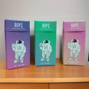 Custom cigarette packaging with astronaut-themed designs, featuring premium printed boxes for flavored tobacco or herbal cigarettes.