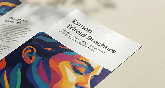 Professional trifold brochure printed on high-quality smooth art card, showcasing vibrant high-definition colors and sharp technical details.